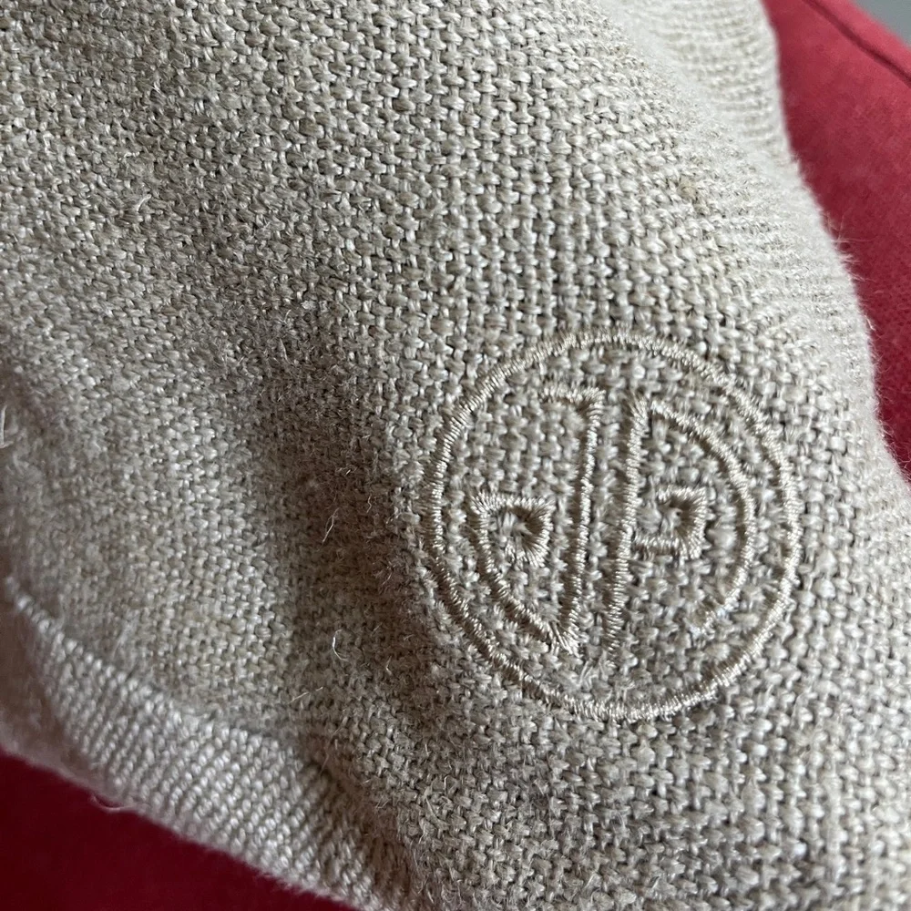 Jonathan Adler Linen Neutral Tactile Throw Pillow Cover 21” Circles Bullseye
